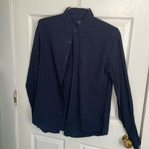 J Crew Black/ Navy Seer Sucker Button Down